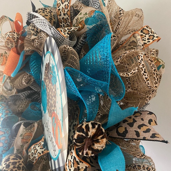 Fall Wreath,Leopard wreath,Fall decor,Leopard pumpkin,Christmas decor - Picture 3 of 6